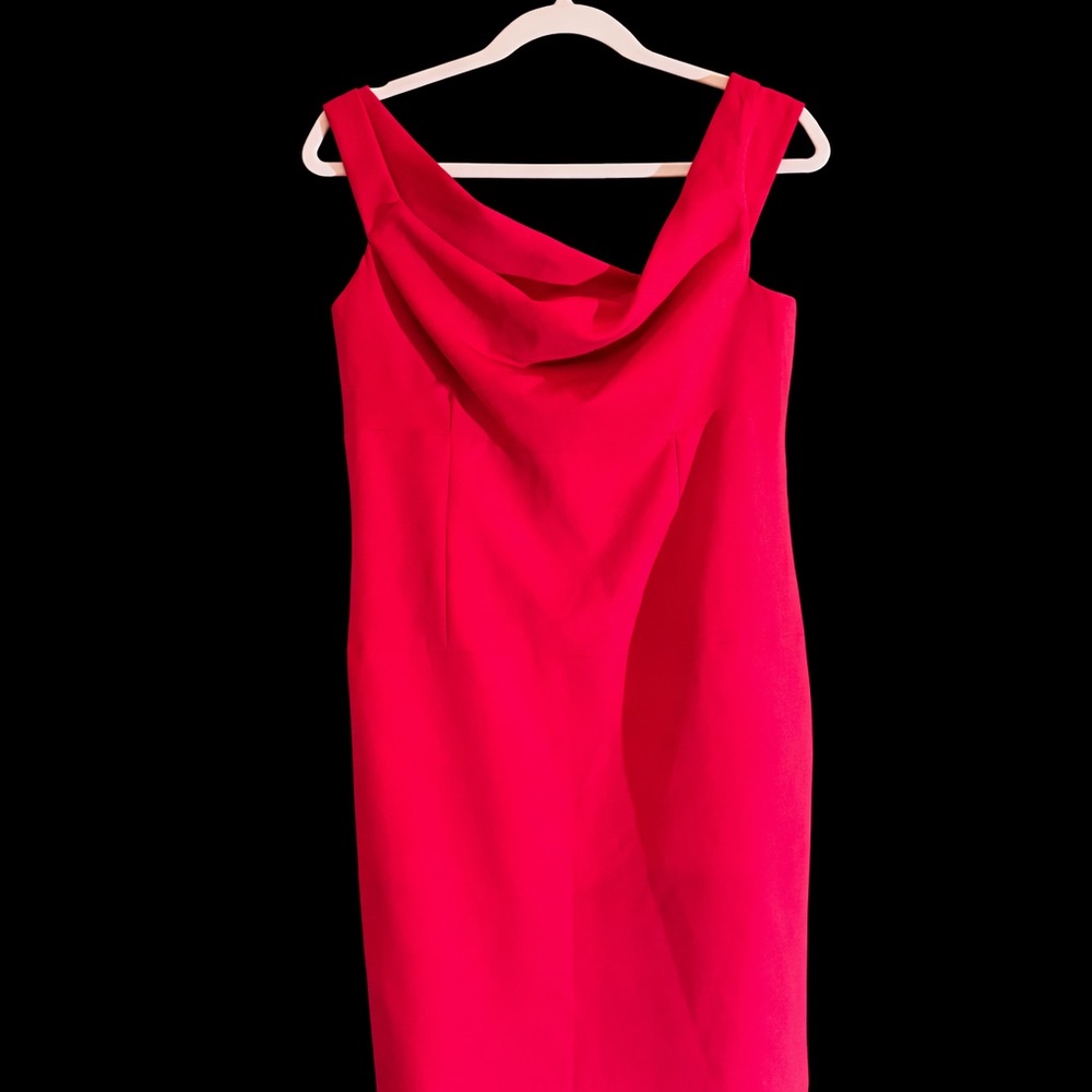 Black Halo Red Sheath Cocktail Dress Size 12 Made in USA